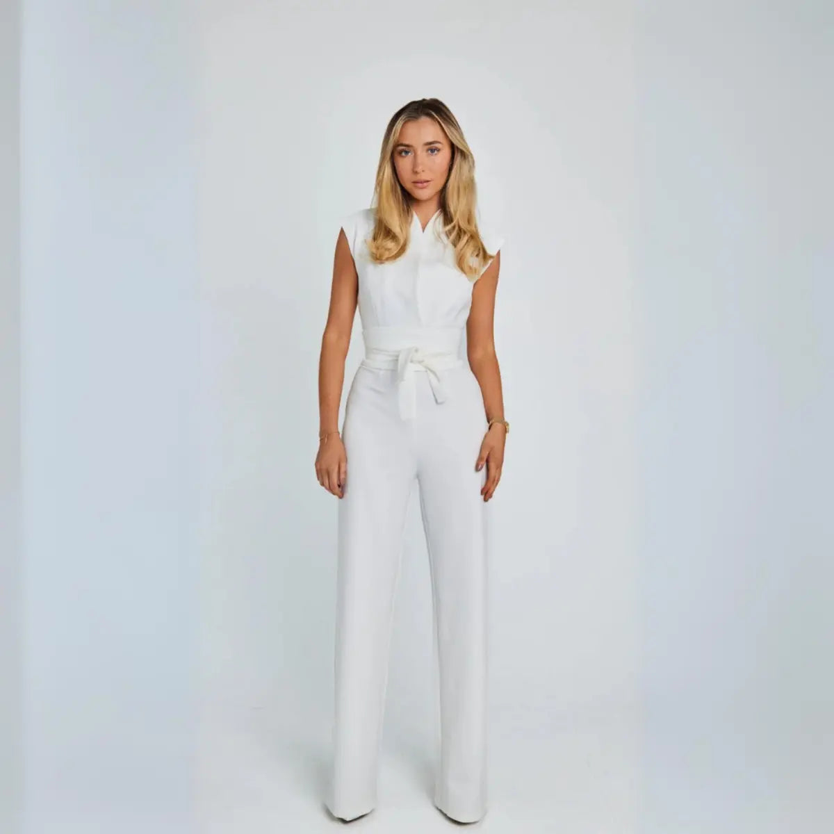 Hannah | Weites Bein Ärmellos Jumpsuit