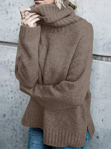 Damen Winter Rollkragen Longpullover