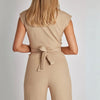 Hannah | Weites Bein Ärmellos Jumpsuit