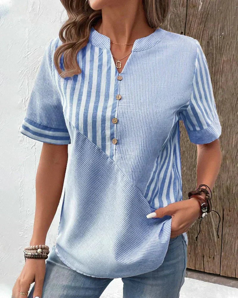 Caroline | Striped Boat Neck Blouse