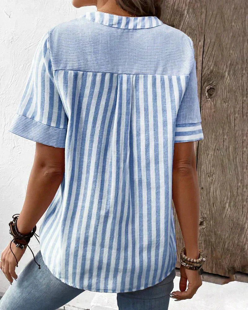 Caroline | Striped Boat Neck Blouse