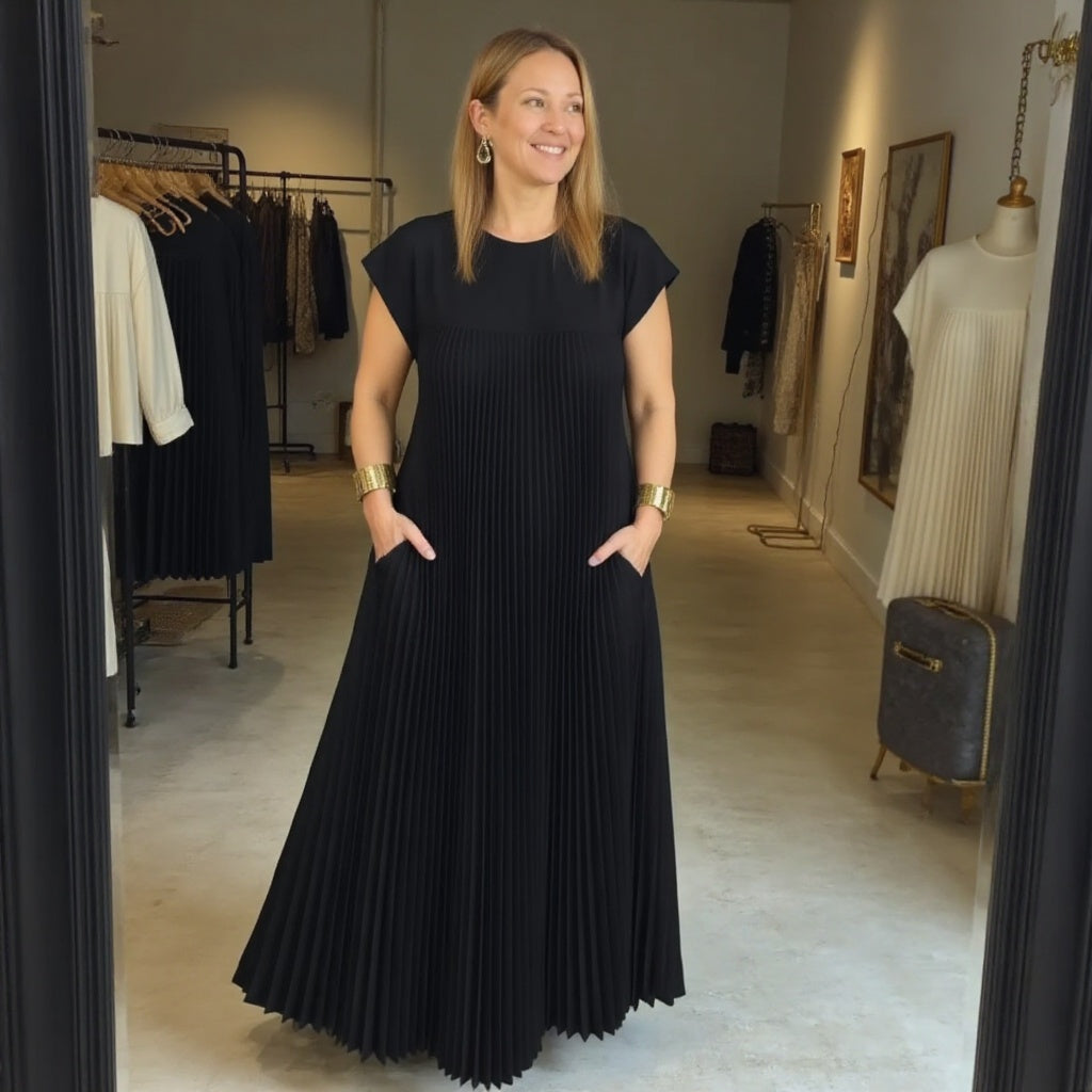Sierra | Plissee Maxi Cocktailkleid