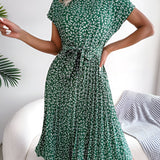 Caitlin | Pleated Floral Pattern Dress