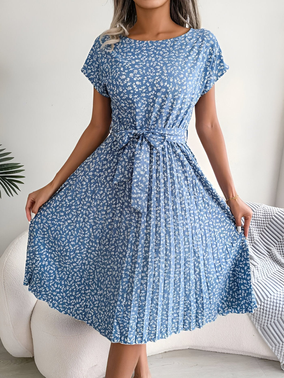 Caitlin | Pleated Floral Pattern Dress