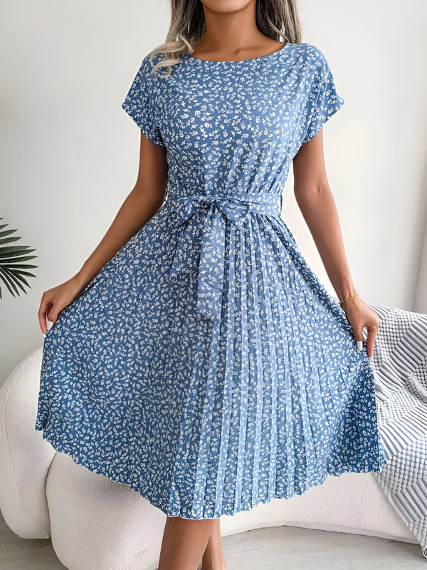Caitlin | Pleated Floral Pattern Dress