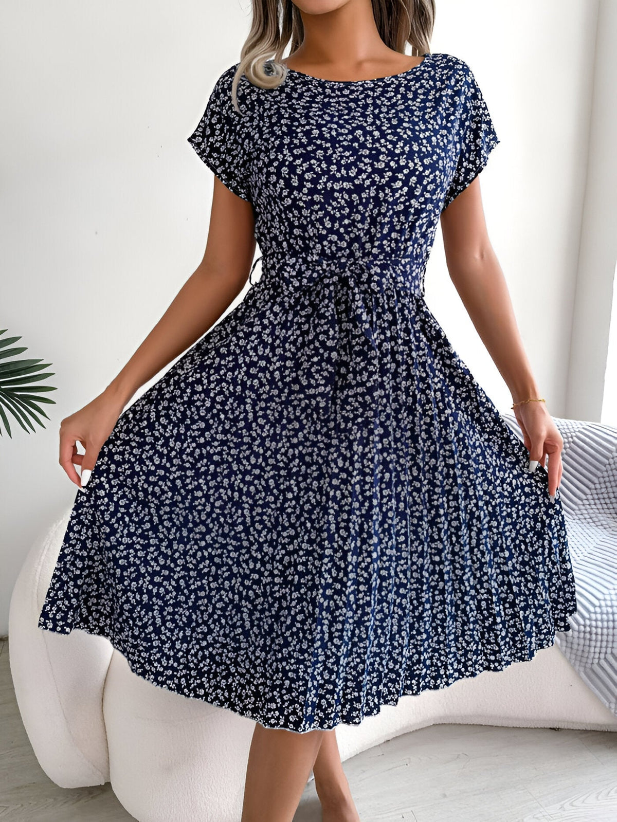 Caitlin | Pleated Floral Pattern Dress