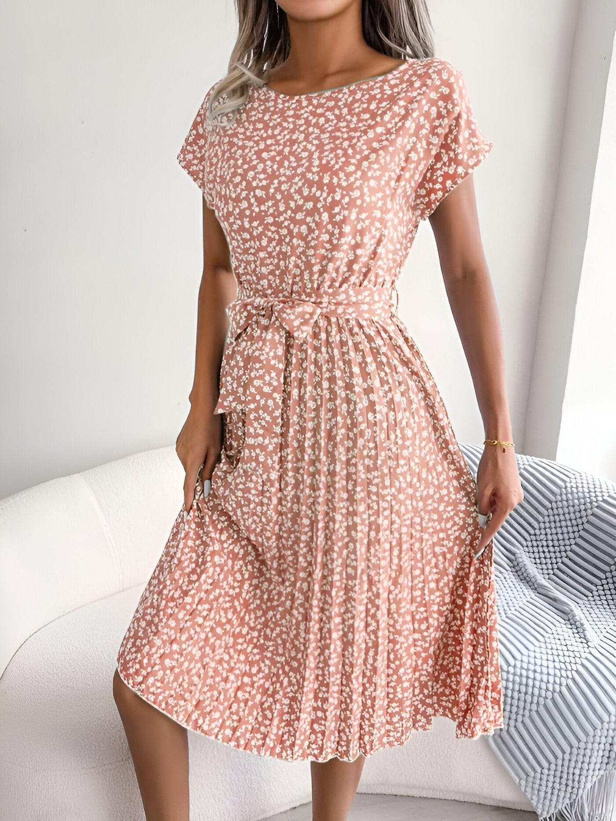 Caitlin | Pleated Floral Pattern Dress