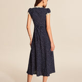 Astrid | V-Ausschnitt Kappenärmel Midikleid
