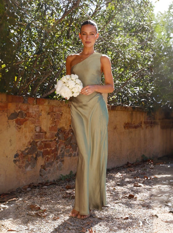 Women's One-Shoulder Maxi Long Wedding Guest Dress