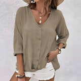 Adeline | V-neck Buttoned Blouse