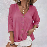 Adeline | V-neck Buttoned Blouse