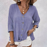 Adeline | V-neck Buttoned Blouse
