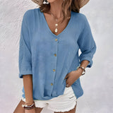 Adeline | V-neck Buttoned Blouse