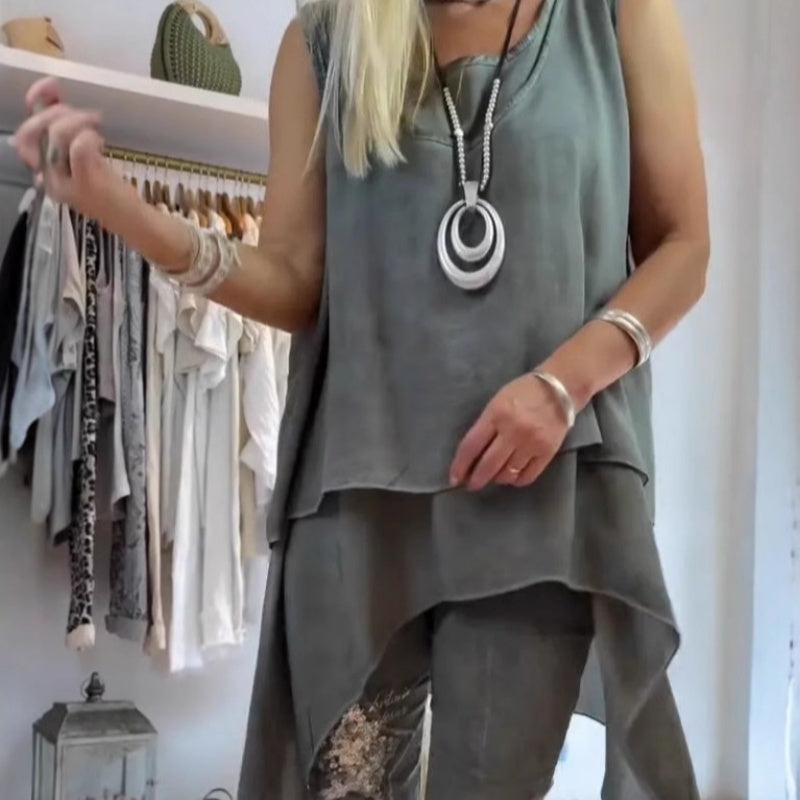 Aubrey | Ärmellos Asymmetrisch Zweiteiliges Set
