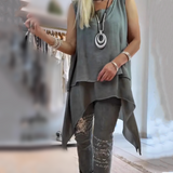 Aubrey | Ärmellos Asymmetrisch Zweiteiliges Set
