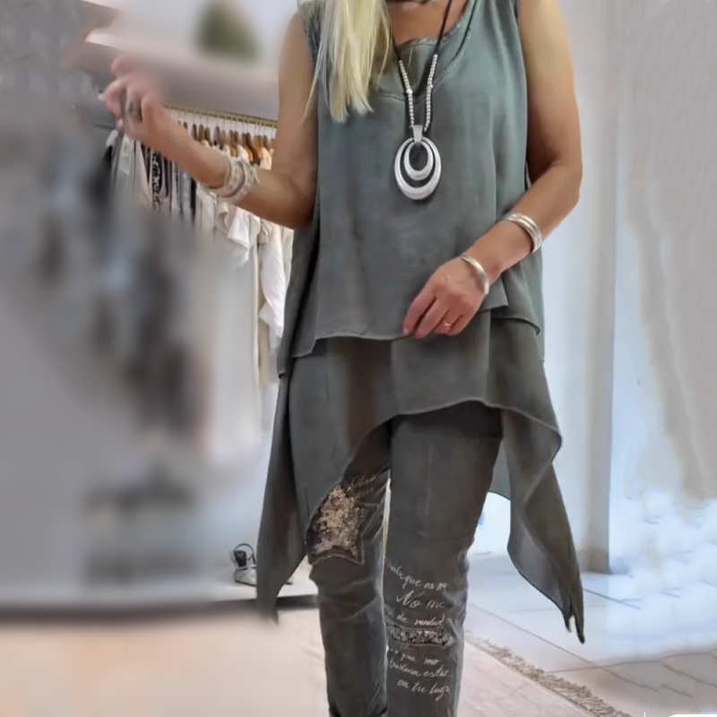 Aubrey | Ärmellos Asymmetrisch Zweiteiliges Set