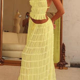 Damen Einstellbar Halter Maxi Sommerkleid