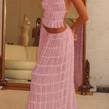 Damen Einstellbar Halter Maxi Sommerkleid