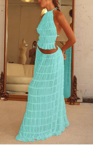 Damen Einstellbar Halter Maxi Sommerkleid