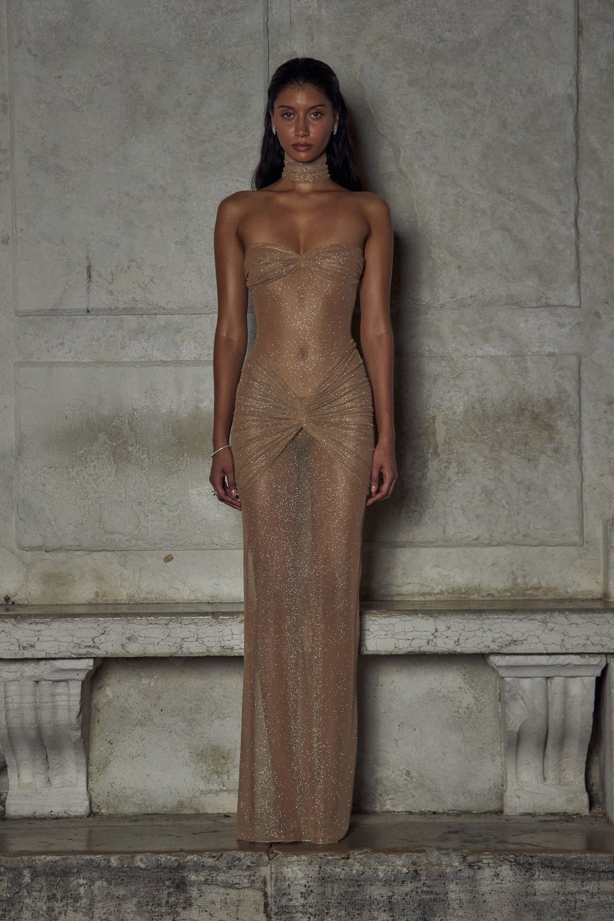 Women's Strapless Maxi Evening Dress