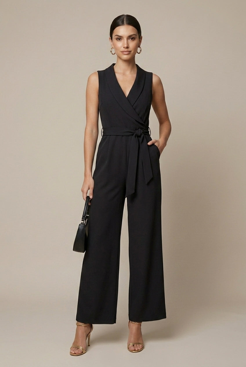 Lucy | Weites Bein Langarm Jumpsuit