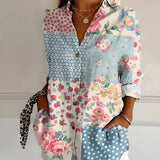 Gabriella | Kerbenausschnitt Mixed Print Bluse