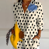 Gabriella | Kerbenausschnitt Mixed Print Bluse