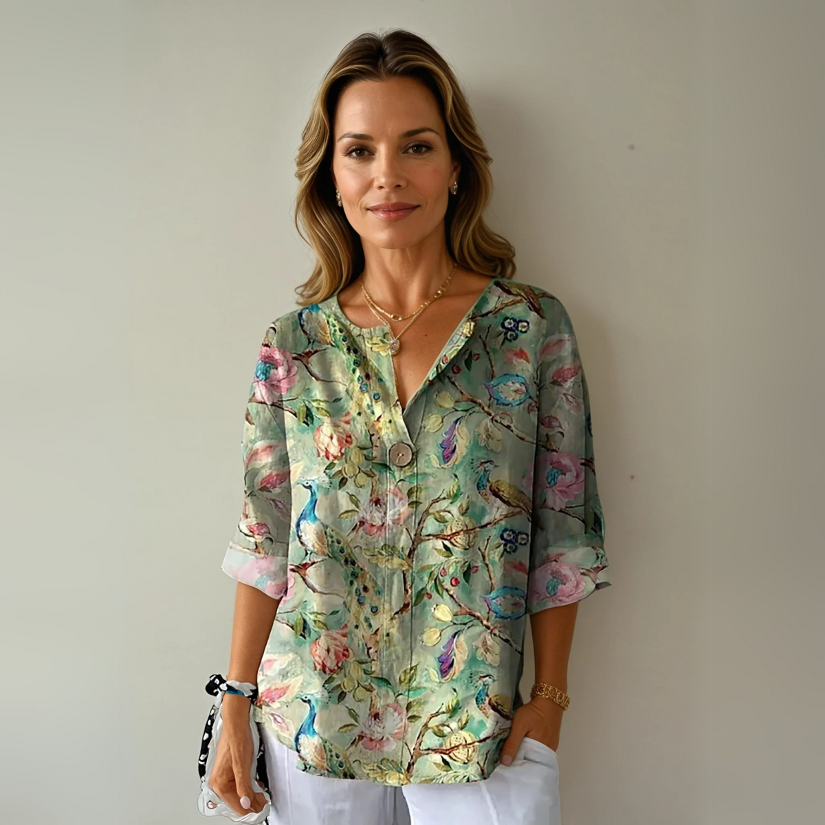 Addison | Floral Pattern Knot Closure Blouse