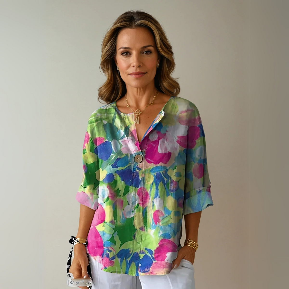 Addison | Floral Pattern Knot Closure Blouse